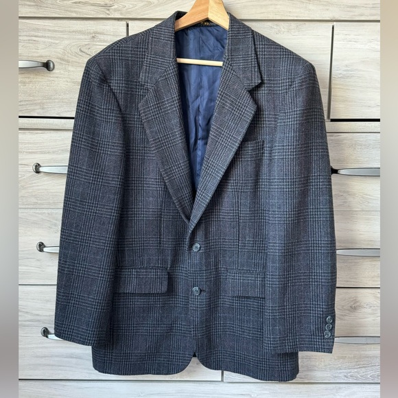 Towncraft Men's Blue Multi Colored 2 Buttoned Sports Jacket Size 40R wool blend - Picture 1 of 10